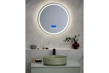 Badrumsspegel med LED Beliani Brognon Silver - Interiør - Baderomsinnredning - Baderomsspeil