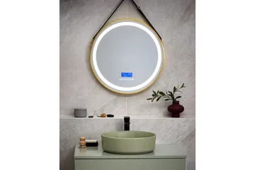 Badrumsspegel med LED Beliani Darois GOLD||Black - Interiør - Baderomsinnredning - Baderomsspeil