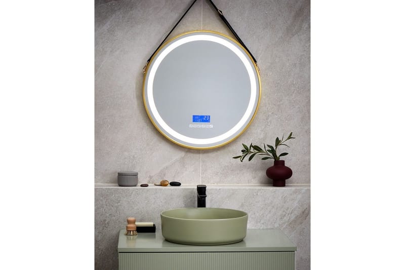 Badrumsspegel med LED Beliani Darois GOLD||Black - Interiør - Baderomsinnredning - Baderomsspeil