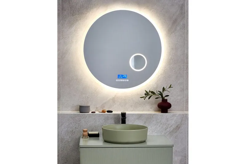 Badrumsspegel med LED Beliani Fixin Silver - Interiør - Baderomsinnredning - Baderomsspeil
