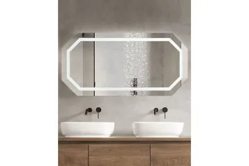 Badrumsspegel med LED Beliani Locmariaquer Silver - Interiør - Baderomsinnredning - Baderomsspeil
