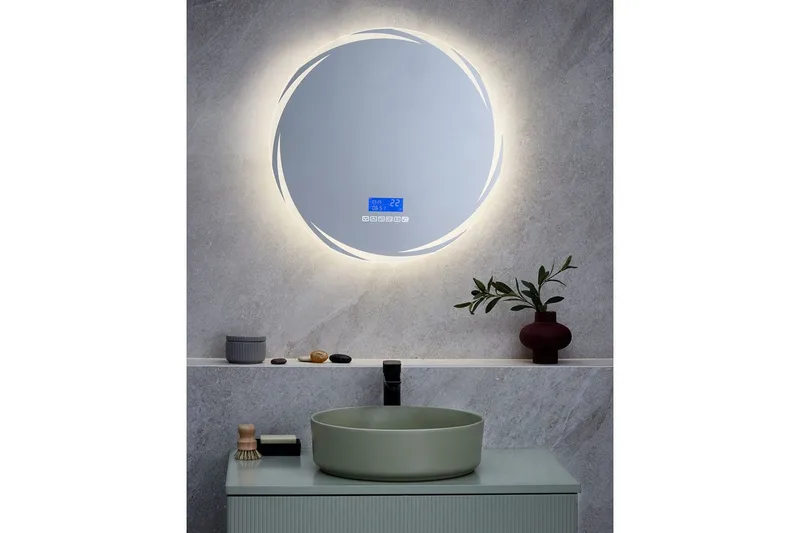 Badrumsspegel med LED Beliani Tanay Silver - Interiør - Baderomsinnredning - Baderomsspeil