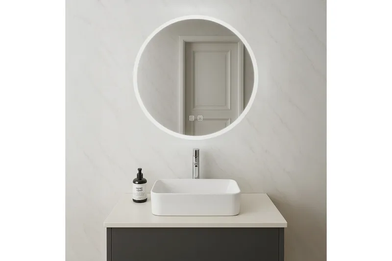 Clas Rundt Baderomsspeil med LED-belysning 100 cm - Anti-Fog og Touch-Kontroll - Interiør - Baderomsinnredning - Baderomsspeil