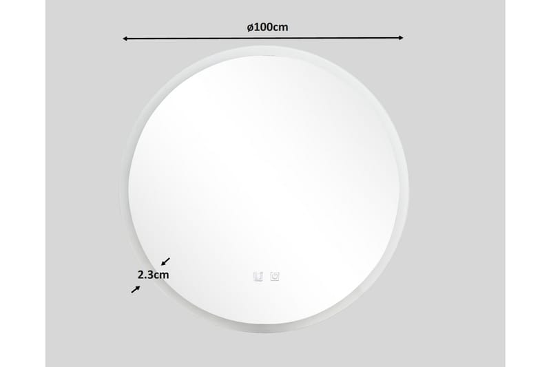 Clas Rundt Baderomsspeil med LED-belysning 100 cm - Anti-Fog og Touch-Kontroll - Interiør - Baderomsinnredning - Baderomsspeil