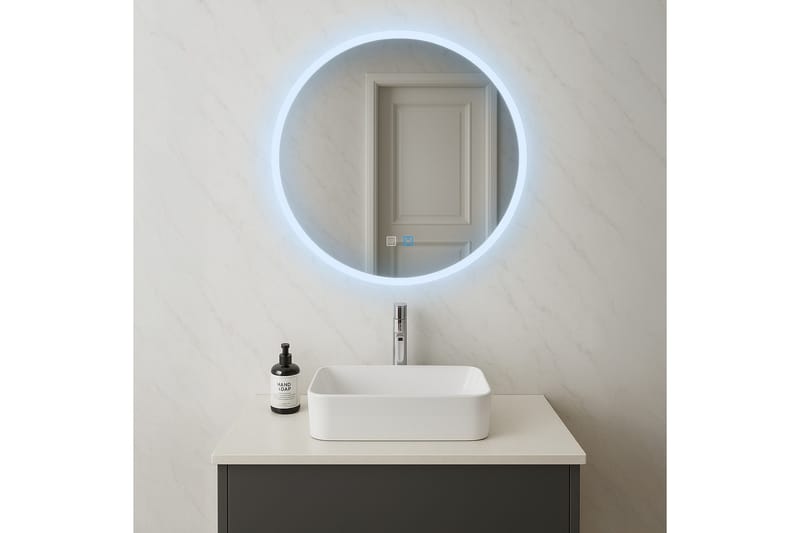 Clas Rundt Baderomsspeil med LED-belysning 100 cm - Anti-Fog og Touch-Kontroll - Interiør - Baderomsinnredning - Baderomsspeil