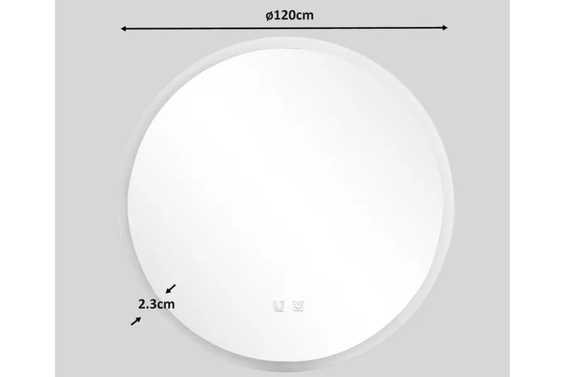 Clas Rundt Baderomsspeil med LED-belysning 120 cm - Anti-Fog og Touch-Kontroll - Interiør - Baderomsinnredning - Baderomsspeil