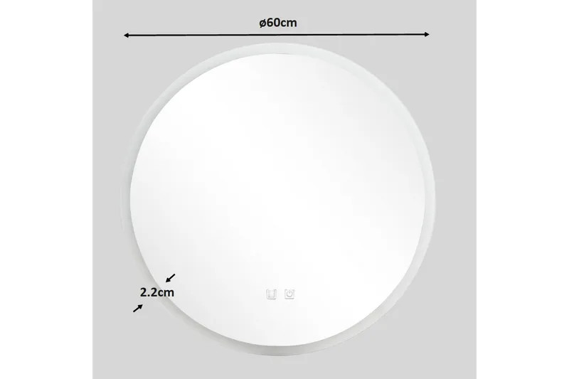 Clas Rundt Baderomsspeil med LED-belysning 60 cm - Anti-Fog og Touch-Kontroll - Interiør - Baderomsinnredning - Baderomsspeil