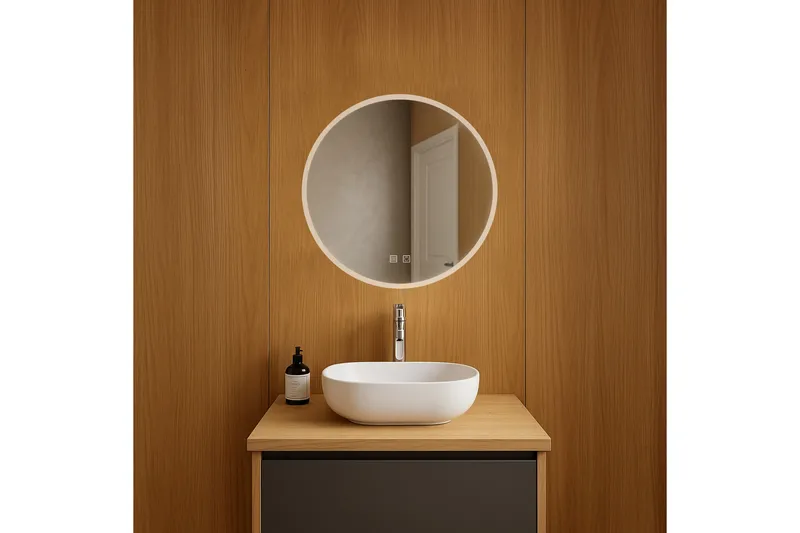 Clas Rundt Baderomsspeil med LED-belysning 60 cm - Anti-Fog og Touch-Kontroll - Interiør - Baderomsinnredning - Baderomsspeil