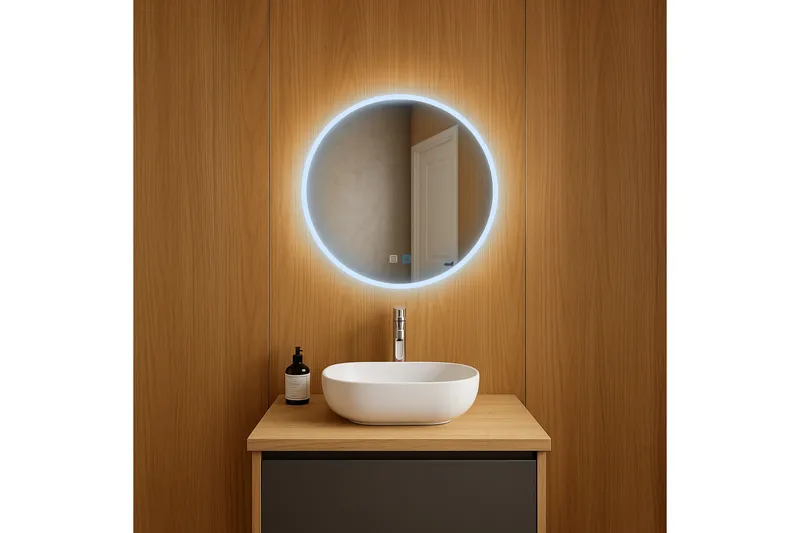 Clas Rundt Baderomsspeil med LED-belysning 60 cm - Anti-Fog og Touch-Kontroll - Interiør - Baderomsinnredning - Baderomsspeil