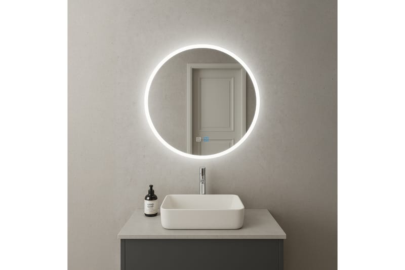 Clas Rundt Baderomsspeil med LED-belysning 80 cm - Anti-Fog og Touch-Kontroll - Interiør - Baderomsinnredning - Baderomsspeil