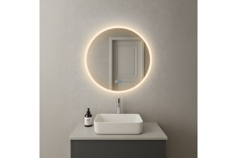 Clas Rundt Baderomsspeil med LED-belysning 80 cm - Anti-Fog og Touch-Kontroll - Interiør - Baderomsinnredning - Baderomsspeil
