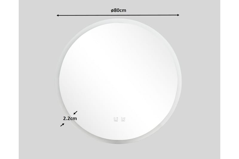 Clas Rundt Baderomsspeil med LED-belysning 80 cm - Anti-Fog og Touch-Kontroll - Interiør - Baderomsinnredning - Baderomsspeil