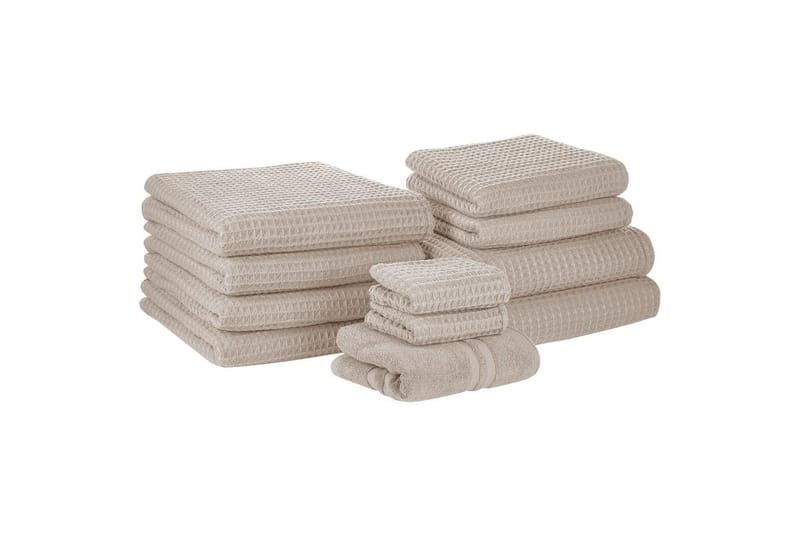Håndkle Areora sett med 11 Beige - Beige - Interiør - Baderomsinnredning - Håndklehengere