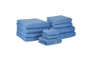 Håndkle Areora sett med 11 Blå - Blå - Interiør - Baderomsinnredning - Håndklehengere