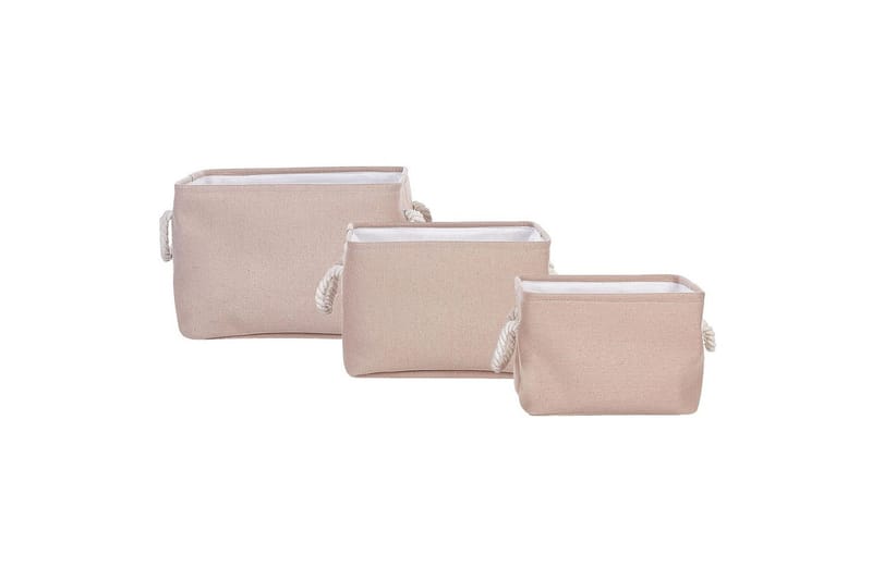 Kurv Darqab sett med 3 Beige, hvit - Beige, hvit - Interiør - Baderomsinnredning - Dusjhylle & dusjkurv