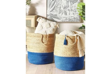 Kurv Gajar sett av 2 Beige, marineblå - Beige, marineblå - Interiør - Baderomsinnredning - Dusjhylle & dusjkurv