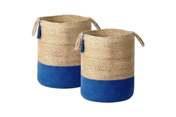 Kurv Gajar sett av 2 Beige, marineblå - Beige, marineblå - Interiør - Baderomsinnredning - Dusjhylle & dusjkurv