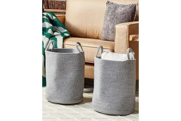 Kurv Saryk sett med 2 Grå - Grå - Oppbevaring - Oppbevaring til småting - Kurv - Flettet kurv & rottingkurv