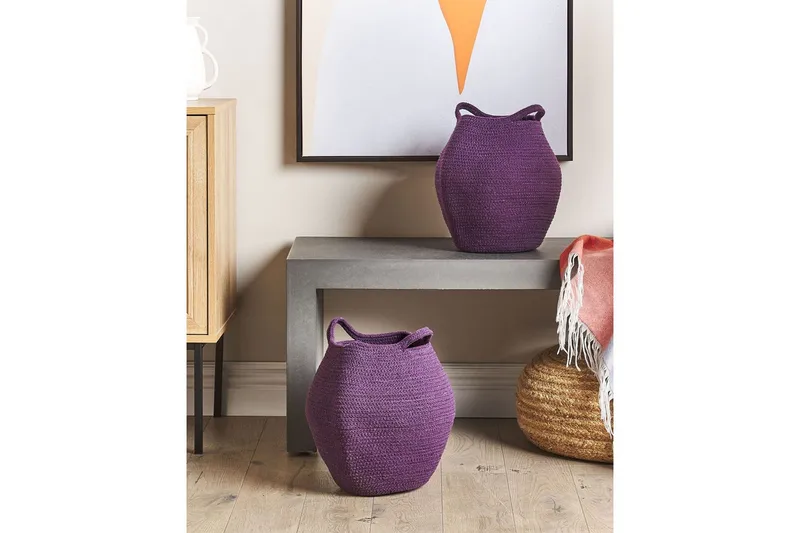 Kurv Panjgur sett av 2 Fiolett - Fiolett - Oppbevaring - Oppbevaring til småting - Kurv - Flettet kurv & rottingkurv