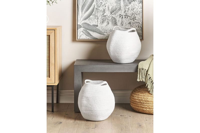 Kurv Panjgur sett av 2 Hvit - Hvit - Oppbevaring - Oppbevaring til småting - Kurv - Flettet kurv & rottingkurv