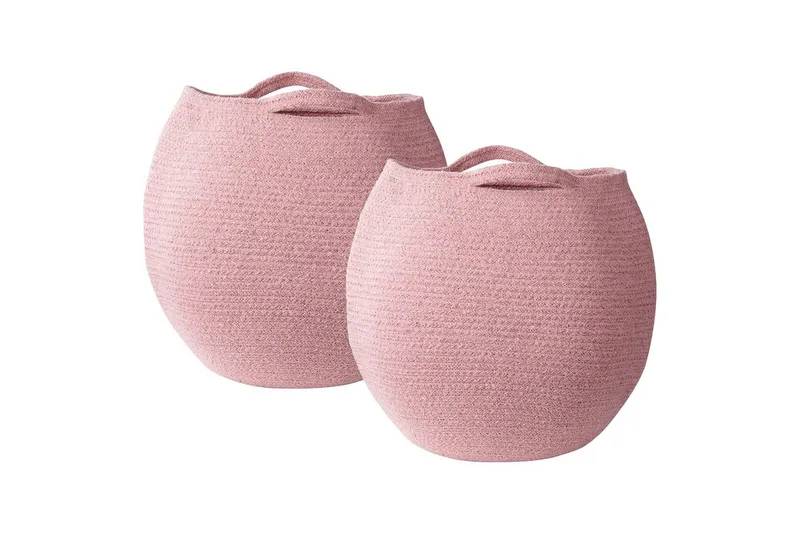 Kurv Panjgur sett av 2 Rosa - Rosa - Oppbevaring - Oppbevaring til småting - Kurv - Flettet kurv & rottingkurv