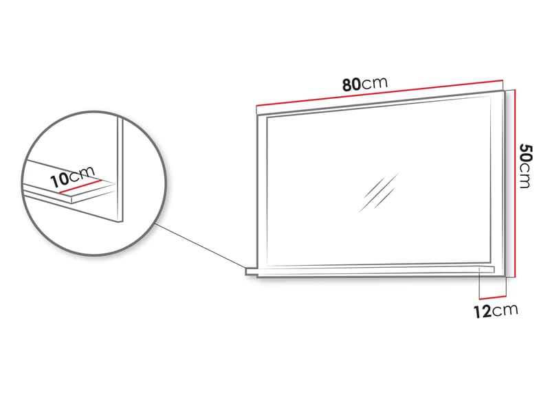Merlinor veggspeil 80 cm - svart - Interiør - Baderomsinnredning - Baderomsspeil