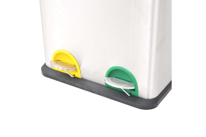 Pedalbøtte for resirkulering rustfritt stål 2x18 L - Grønn|Svart - Pedalbøtter
