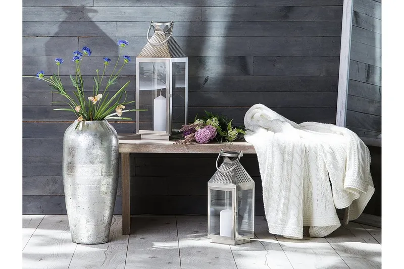 Bali Lykt 18 cm, Sølv