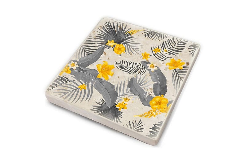 Glassunderlag 4-pk - Gul/Grå - Interiør - Dekorasjon & innredningsdetaljer - Borddekorasjon - Glassunderlegg