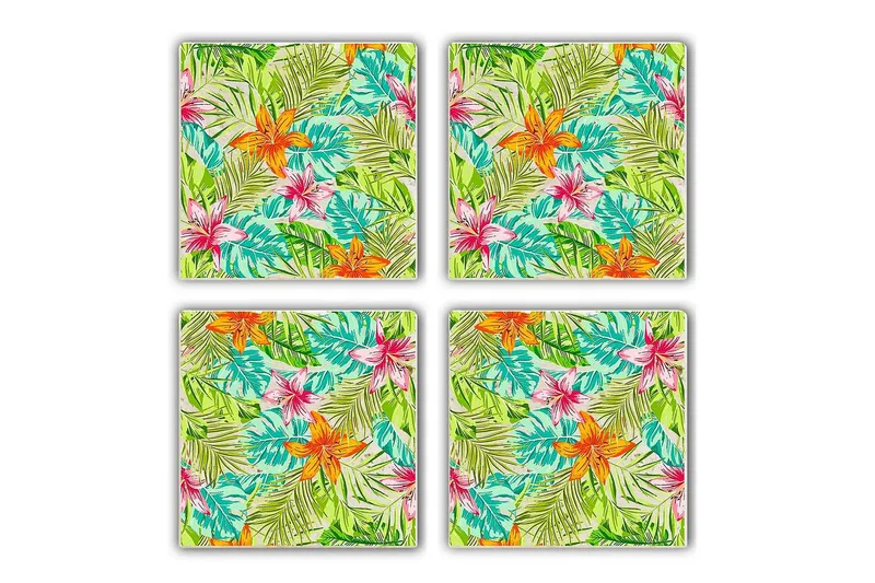 Glassunderlag 4-pk, Flerfarget