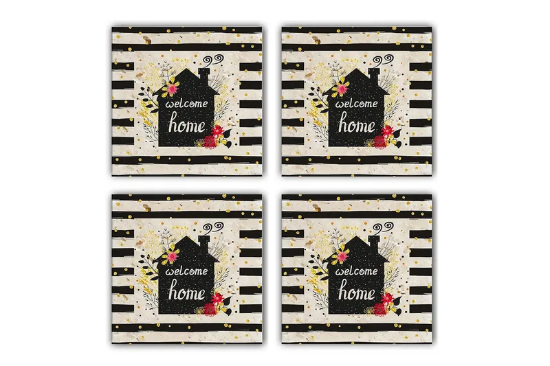 Glassunderlag 4-pk, Flerfarget