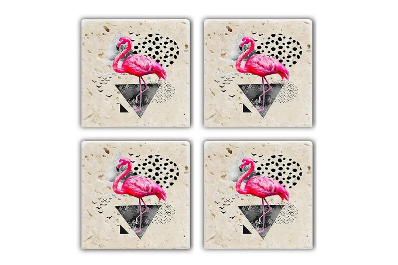 Glassunderlag 4-pk, Flerfarget