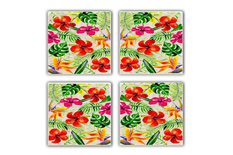 Glassunderlag 4-pk, Flerfarget