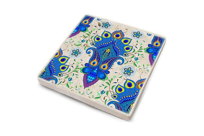 Glassunderlag 4-pk - Blå/Flerfarget - Interiør - Dekorasjon & innredningsdetaljer - Borddekorasjon - Glassunderlegg