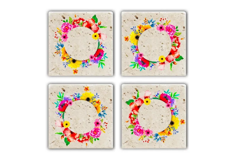 Glassunderlag 4-pk, Flerfarget