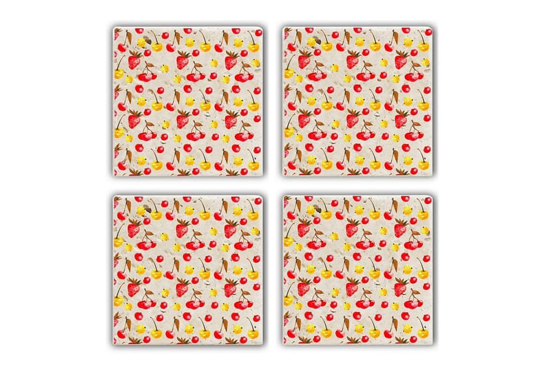 Glassunderlag 4-pk, Flerfarget