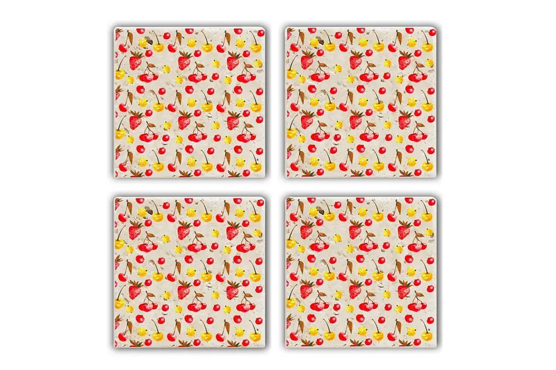 Glassunderlag 4-pk, Flerfarget