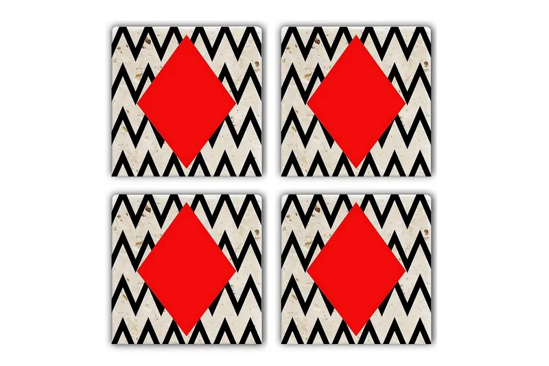 Glassunderlag 4-pk, Flerfarget