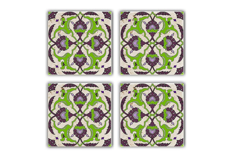 Glassunderlag 4-pk, Lilla/Grønn