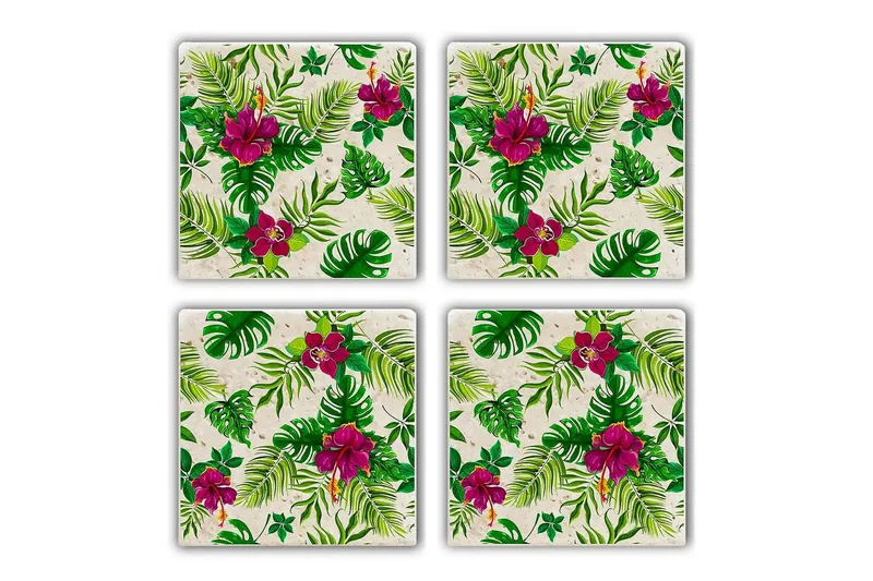 Glassunderlag 4-pk, Flerfarget