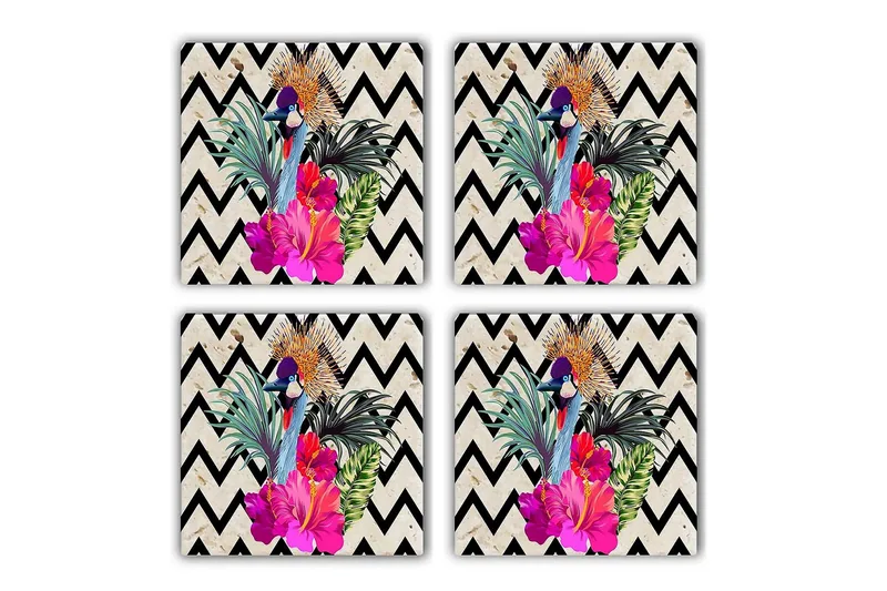 Glassunderlag 4-pk, Flerfarget