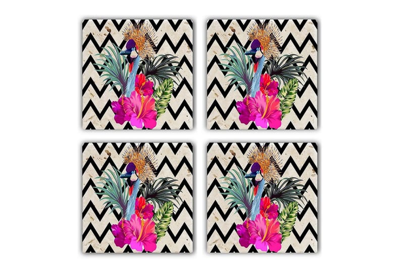 Glassunderlag 4-pk, Flerfarget