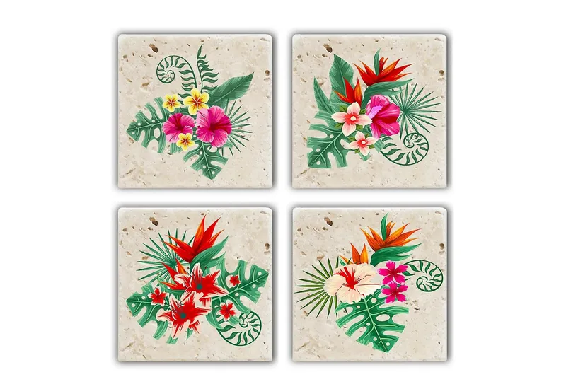 Glassunderlag 4-pk, Flerfarget