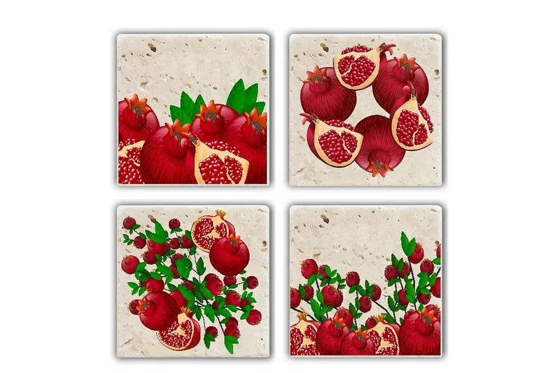 Glassunderlag 4-pk, Flerfarget