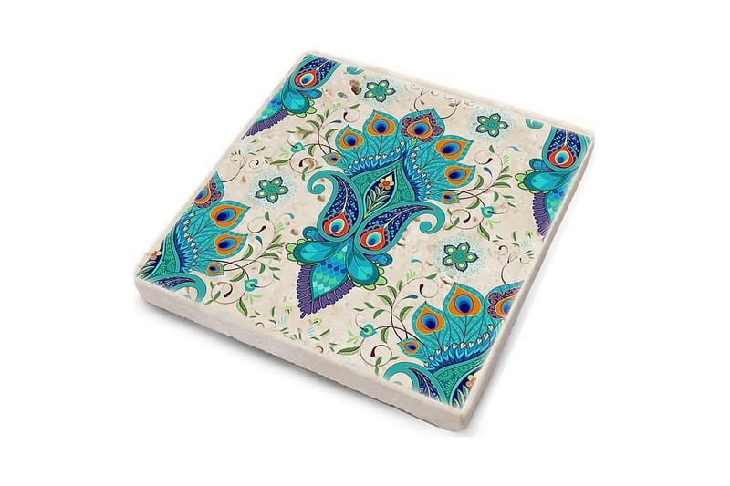 Glassunderlag 4-pk - Turkis/Flerfarget - Interiør - Dekorasjon & innredningsdetaljer - Borddekorasjon - Glassunderlegg