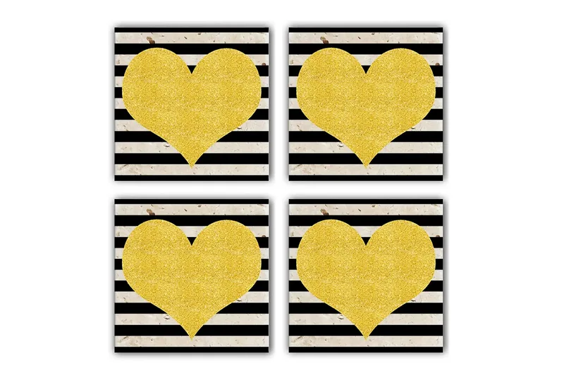 Glassunderlag 4-pk, Flerfarget