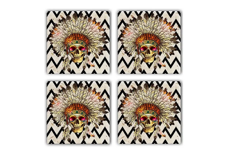 Glassunderlag 4-pk, Flerfarget