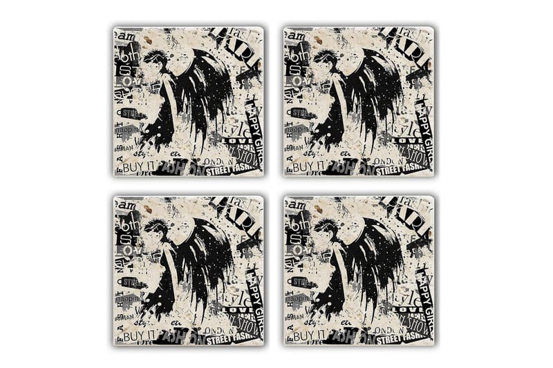 Glassunderlag 4-pk, Flerfarget