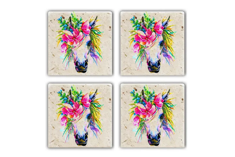 Glassunderlag 4-pk, Flerfarget