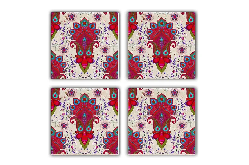 Glassunderlag 4-pk, Flerfarget